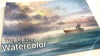 Step-by-Step Seascape Painting: Clear Process with CC/Subtitles
