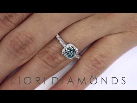 FD-SOLD-095 - 1.19 CT. Fancy Blue Princess Cut Diamond Engagement Ring 18k Gold Vintage Style