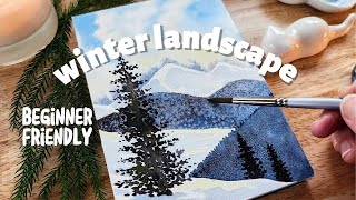 How to paint a watercolor winter landscape with mountains! ❄️