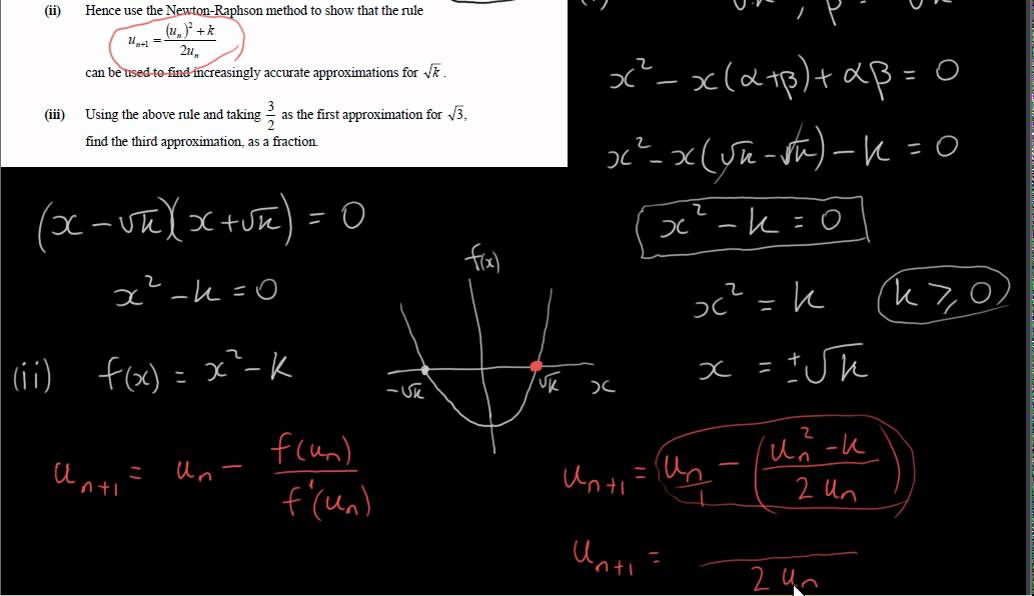 Newton - Raphson Method (HL Example 2005)
