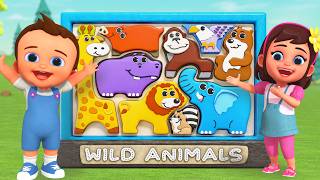 Learn Wild Animal Names for Kids 🐯 | Magnet Board Puzzle Toy Set 3D Kids Fun Learning Educational