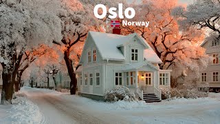 Oslo Norway 🇳🇴 — A Freezing Cold Snowy Walking Tour — 4K HDR 60fps