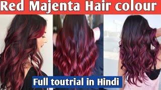 Red Hair colour Majenta majeril/loreal red Balayage hair colour.