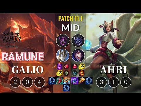 SHG Ramune Galio vs Ahri Mid - KR Patch 11.1