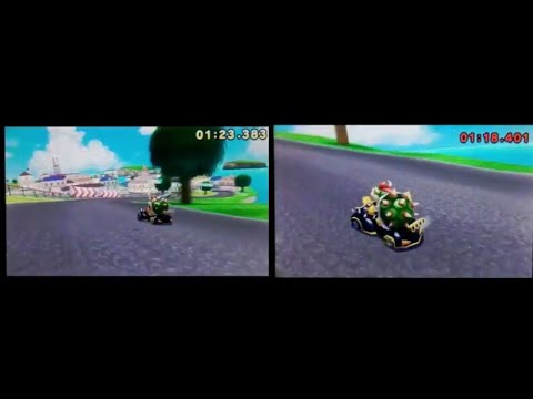 [MK7 Comparison] Wuhu Loop (No Glitch) 1'23"383 + (Glitch) 1'18"401