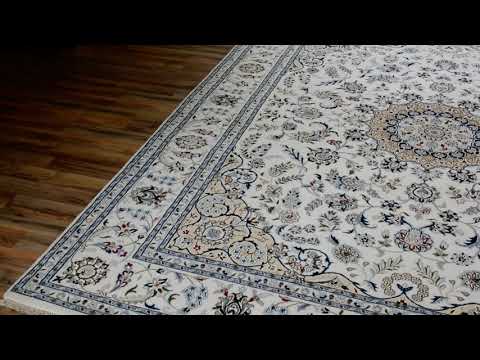 8 x 10 Handmade Traditional Nain Design Wool/Silk Rug 505-822-5000