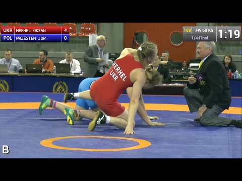 Quarterfinal FW - 60 kg: Oksana HERHEL (UKR) df. Jowita WRZESIEN (POL) by TF, 10-0