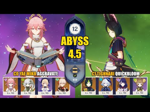 C0 Yae Miko Aggravate & C1 Tighnari Furina Quickbloom | Spiral Abyss 4.5 | Genshin Impact 【原神】