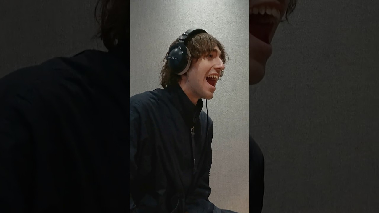 Cameron Winter filmed by children at Abbey Road Studios recording 'Warning'
