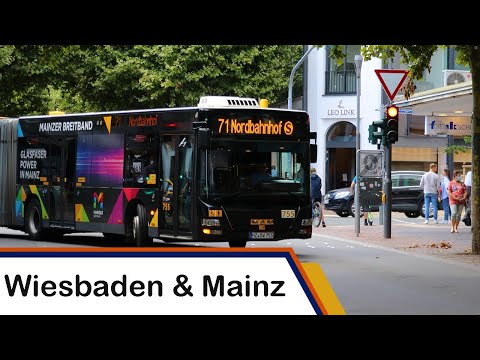 Ônibus e bondes em Mainz e Wiesbaden