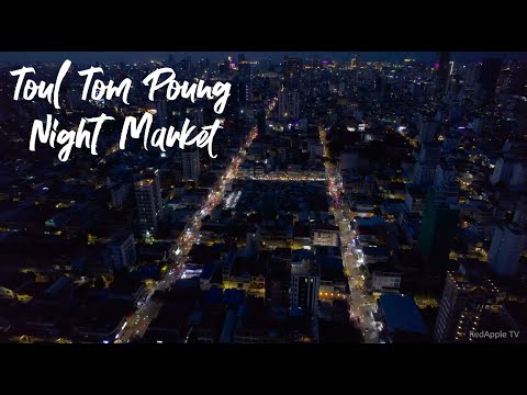Drone 6k Night Scene - Toul Tom Poung Market (Russian Market) Phnom Penh 2021