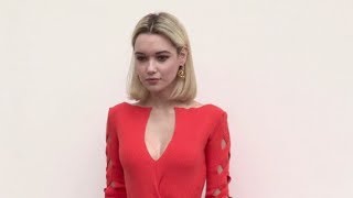 Sarah Snyder front row for the Roberto Cavalli Fashion Show in Milan