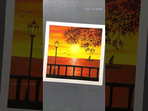 Easy Sunset Drawing with Oil Pastels #shortsfeed #shorts