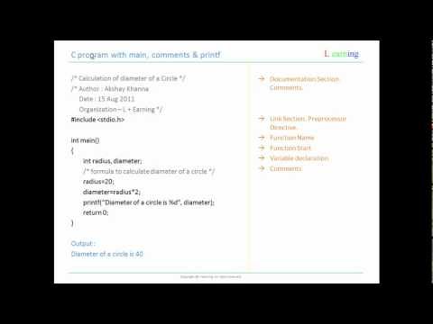 Rules For C Program C Program With Main Function Comments Printf