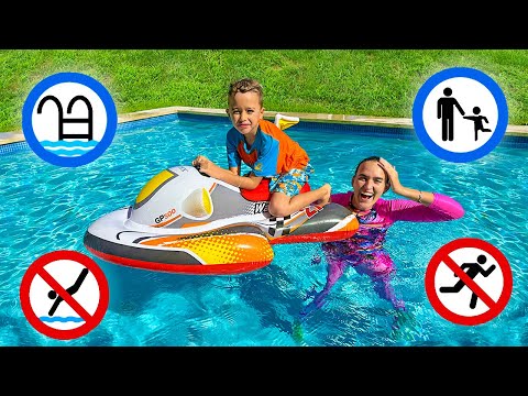 Vlad and Niki show the safety rules in the pool