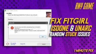 How to Fix FitGirl Setup ISDone.dll & Unarc.dll Error | Random Stuck % | 2023 | Techy Nafiz