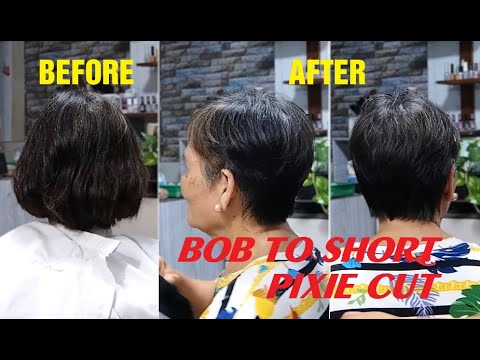 Bob to short pixie haircut for women over 60 from YouTube