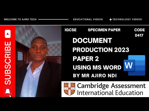 IGCSE ICT (0417/0983) Paper 2 Document Production Specimen Paper 2023 | Microsoft Word