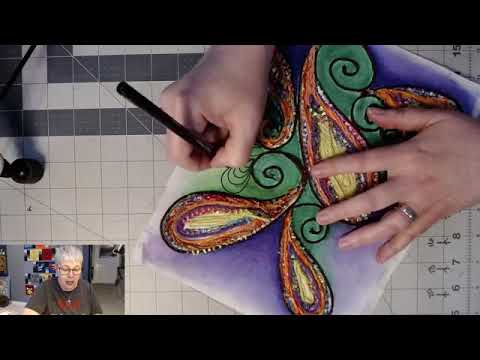 Paisley Art Quilt - Video #3 - Doodling in the Background & Layering w/ Batting FACEBOOK Live