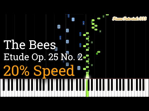 Chopin - Etude Op. 25 No. 2: The Bees (Easy Piano Tutorial) [20% Speed]