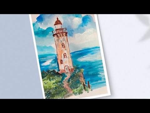Full Coastal Tutorial! How to Paint a Realistic Lighthouse & Sea Step-by-Step