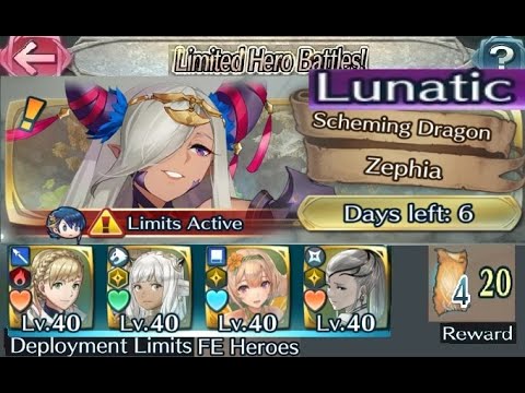 The battle with Limited unit : Vs. Zephia - Lunatic (with F2P units, No SIs but seal)
