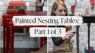 Painting Nesting Tables | Cleaning Sanding and Painting with Black Furniture Paint | Part 1 of 3