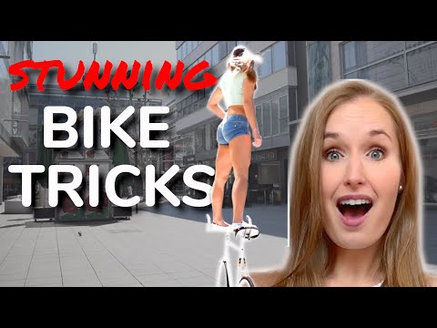 STUNNING bike tricks 😱 artistic GIRL on the street