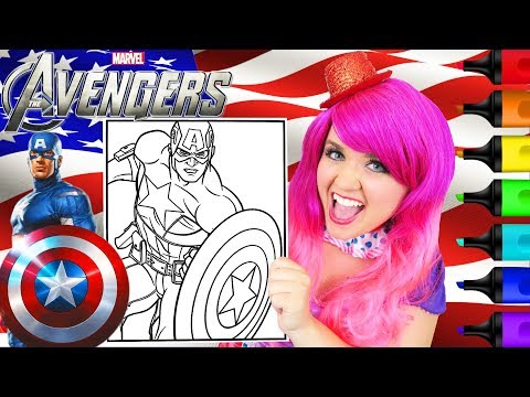 Coloring Captain America Marvel Avengers Coloring Page Prismacolor Markers | KiMMi THE CLOWN Video