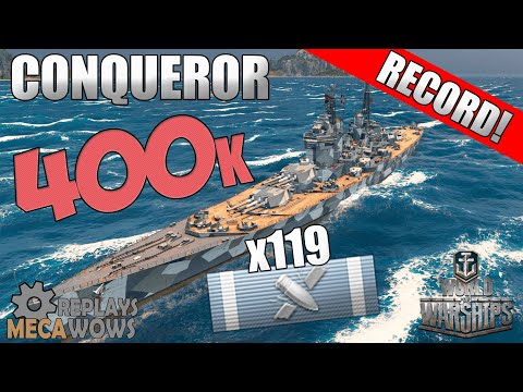 Insane 400k Damage Caused Conqueror Battleship | World of Warships