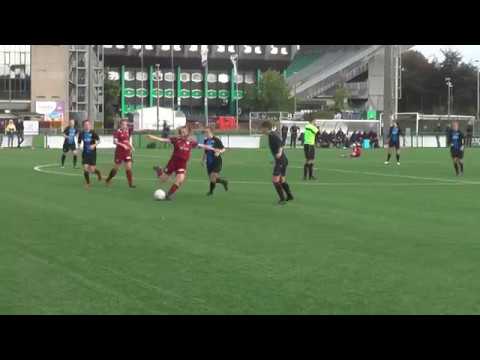 Club Brugge - KRC Genk Ladies 0-2 op 28.09.2019: de bal op de lat van Sien Vandersanden!