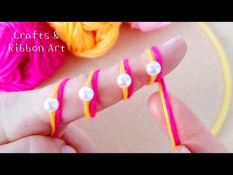 Superb Woolen Flower Making Trick with Finger - Hand Embroidery Amazing Flower Design - Sewing Hack