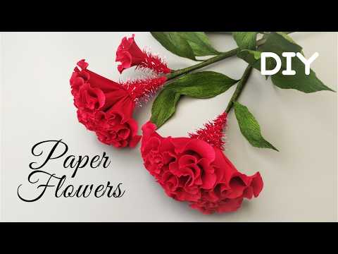 How to Make Cockscomb from Crepe Paper2024-08-15#Paperflowercraft#Paperflowertutorial#homedecoration