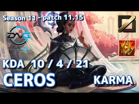 【韓国サーバー/D1】DFM Ceros カルマ(Karma) VS シンドラ(Syndra) MID - Patch11.15 KR Ranked【LoL】