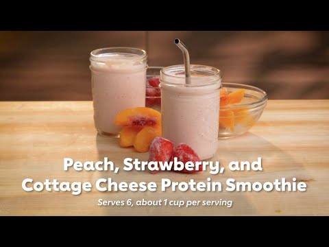 Peach, Strawberry, and Cottage Cheese Protein Smoothie