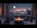 Cozy Winter Night In Rome Relaxing Fireplace Ambience With Soft Snowfall ️ Jazz Music