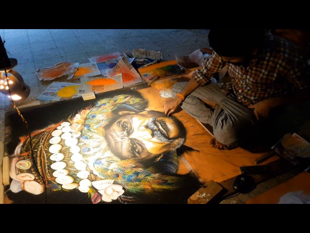 Hyper realistic portrait rangoli design tribal by kartik khadatkar