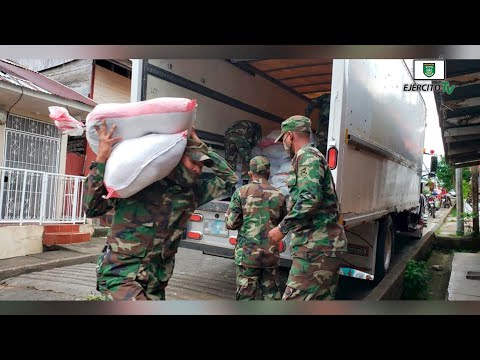 Ejército de Nicaragua descargó alimentos para familias de San Carlos y la costa Caribe sur
