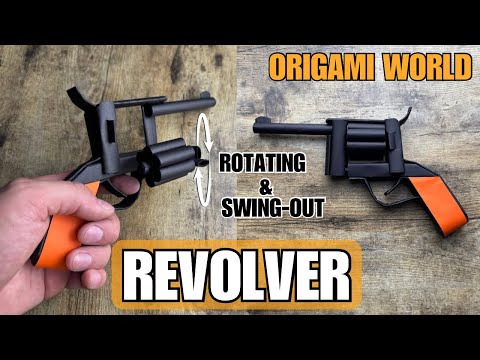 REALISTIC ORIGAMI REVOLVER WITH ROTATING & SWING-OUT CYLINDER | FULL TUTORIAL
