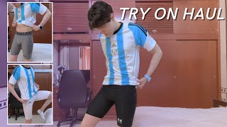 Try On Haul Men's Compression Shorts for the Gym UnderArmour Adidas Review (Skinny Guy 🥲) Reuploaded