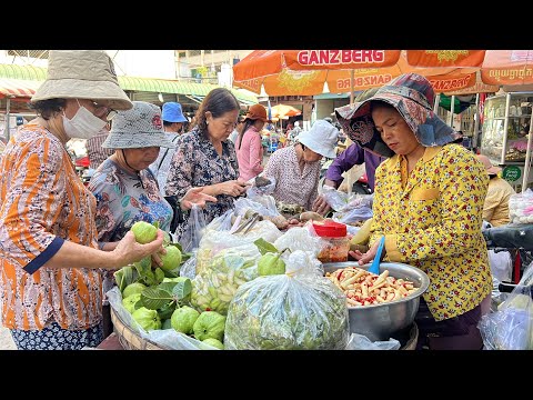 Cambodian Street Food Tour 2025 - Walking Tour at Ourssey Morning Market, Fresh Food, Fruit & More