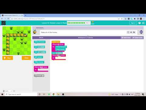 L12-12 |Code.org | Express-2021 | Lesson 12: Nested Loops in Maze | level 12