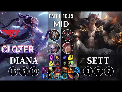 T1 Clozer Diana vs Sett Mid - KR Patch 10.15