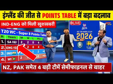 T20 WC POINTS TABLE 2026 | इंग्लैंड की जीत से पॉइंट्स टेबल में मचा बवाल | बदले सेमीफाइल के समीकरण।