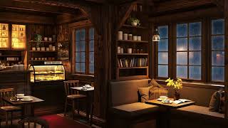 Rainy Night Coffee Shop Ambience ☕🌧️ Smooth Jazz & Rain Sounds for Relaxation