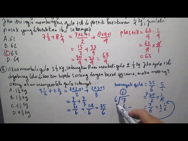 3. Soal Cerita Pecahan Campuran | Soal Matematika USBN UNBK SMP 2020 (kisi kisi)
