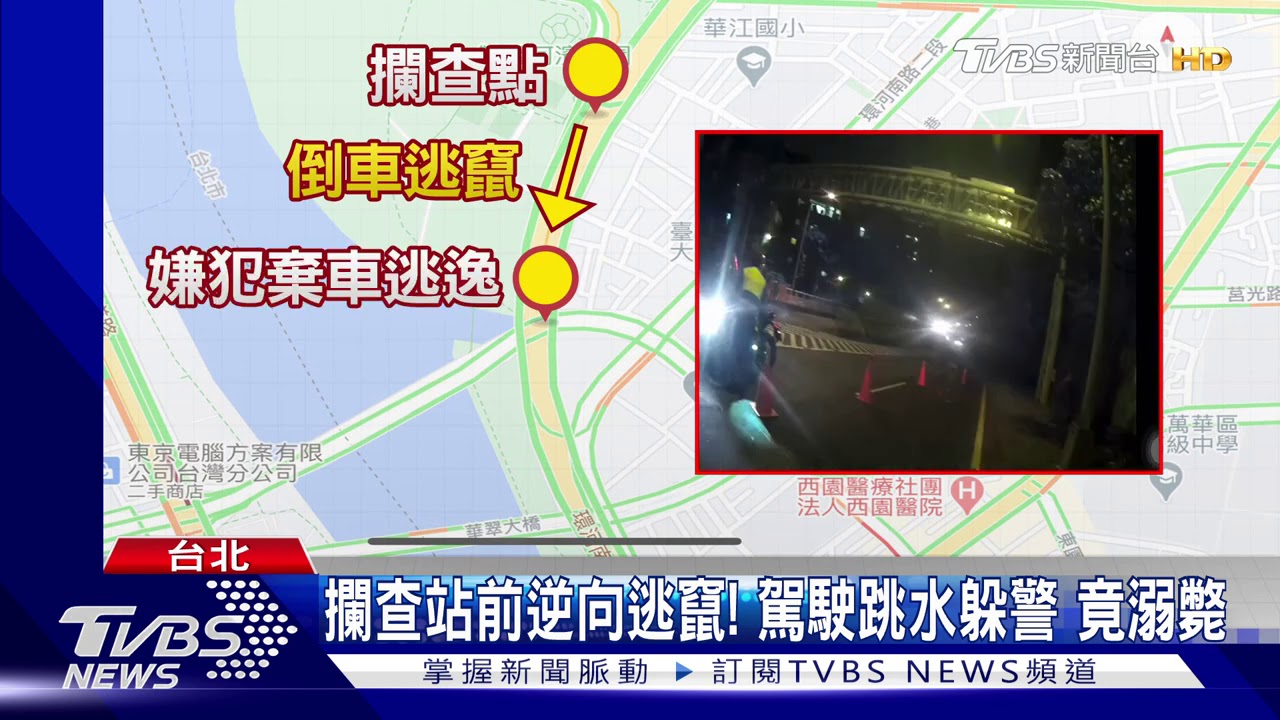 攔查站前逆向逃竄! 駕駛跳水躲警竟溺斃