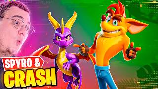JOGUEI ANTES COM A SKIN DO CRASH E O PET DO SPYRO NO FORTNITE !