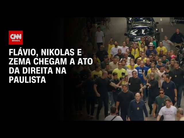 Manifestação da direita: Flávio Bolsonaro, Nikolas e Zema chegam a ato na Paulista | AGORA CNN