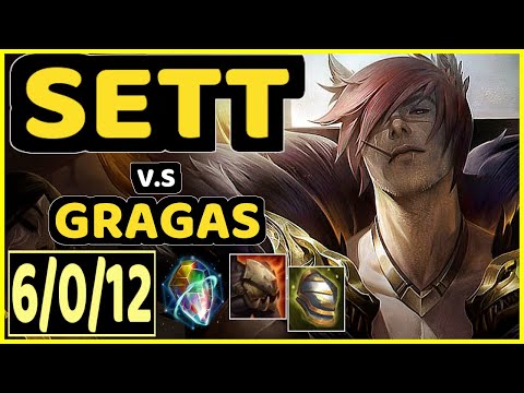 SIRNUKESALOT (SETT) vs GRAGAS - 6/0/12 KDA BOTTOM SUPPORT CHALLENGER GAMEPLAY - EUW